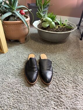 Crown Vintage Black Slip-On Flats with Brown Soles